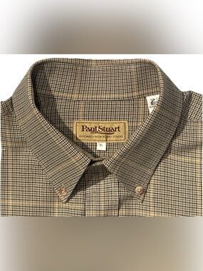 $475 PAUL STUART CASUAL DRESS SHIRT XL TALL WOOL COTTON PALE KHAKI OLIVE